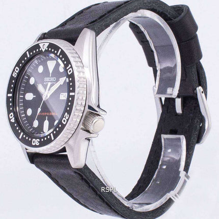 Orologio da uomo Seiko Automatic SKX013K1-MS3 Diver's 200M Black Leather Strap