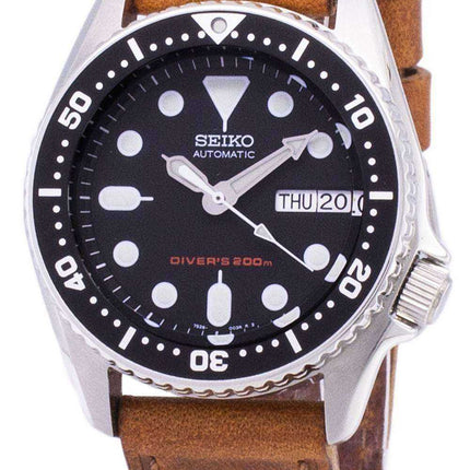 Orologio da uomo Seiko Automatic SKX013K1-MS4 Diver's 200M Brown Leather Strap