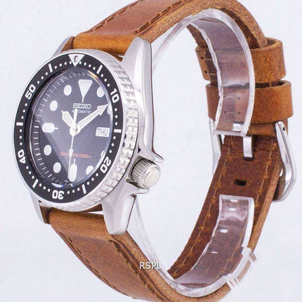 Orologio da uomo Seiko Automatic SKX013K1-MS4 Diver's 200M Brown Leather Strap