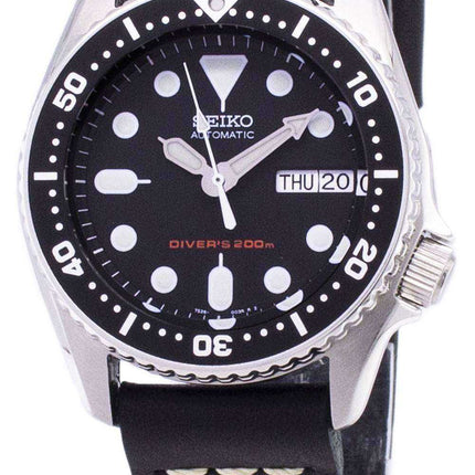 Orologio da uomo Seiko Automatic SKX013K1-MS8 Diver's 200M Black Leather Strap