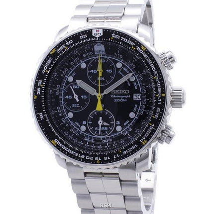 Orologio da uomo Seiko Flightmaster SNA411 SNA411P1 SNA411P Pilot's Flight Alarm Chronograph ricondizionato