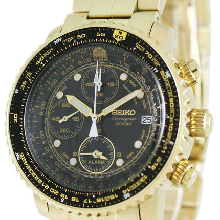 Orologio da uomo Seiko Flight Alarm Chronograph Pilot's SNA414 SNA414P1 SNA414P ricondizionato