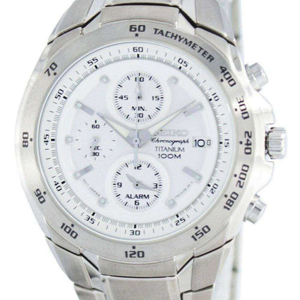 Orologio da uomo Seiko Titanium Cronografo al quarzo con sveglia Tachimetro SNAB87 SNAB87P1 SNAB87P