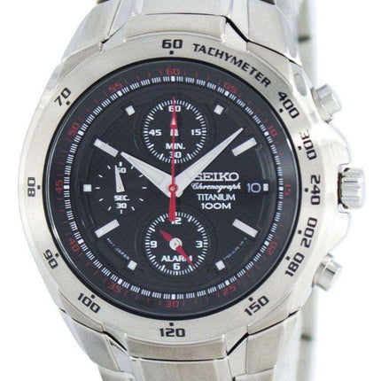 Seiko Titanium Cronografo al quarzo con sveglia Tachimetro SNAB89 SNAB89P1 SNAB89P Orologio da uomo