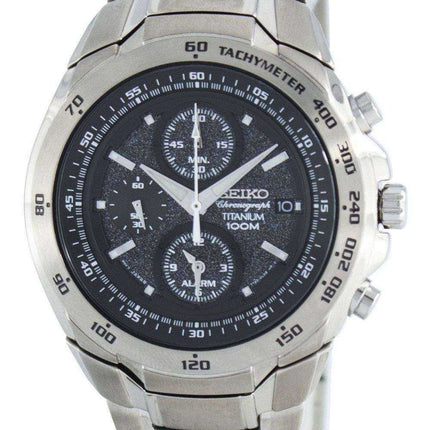 Orologio da uomo Seiko Titanium Cronografo al quarzo con sveglia Tachimetro SNAB91 SNAB91P1 SNAB91P