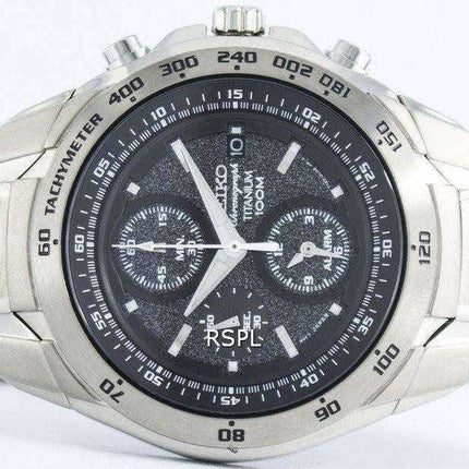 Orologio da uomo Seiko Titanium Cronografo al quarzo con sveglia Tachimetro SNAB91 SNAB91P1 SNAB91P