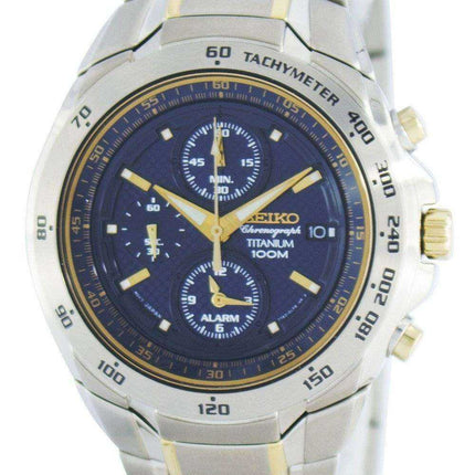 Orologio da uomo Seiko Titanium Cronografo al quarzo con sveglia Tachimetro SNAB93 SNAB93P1 SNAB93P