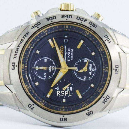 Orologio da uomo Seiko Titanium Cronografo al quarzo con sveglia Tachimetro SNAB93 SNAB93P1 SNAB93P