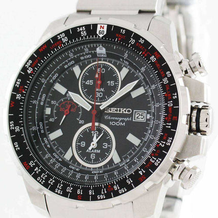 Seiko Alarm Chronograph Flight Master SNAD05 SNAD05P1 SNAD05P Orologio da pilota maschile