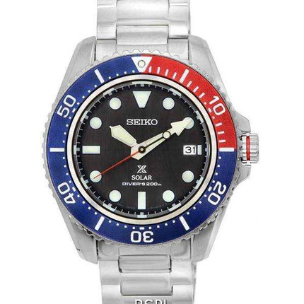 Orologio da uomo Seiko Prospex in acciaio inossidabile con quadrante nero solare Diver SNE591P1 200M