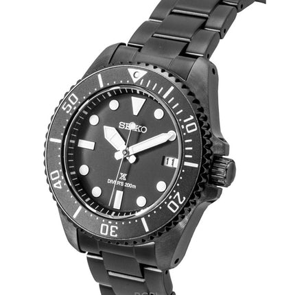 Orologio da uomo Seiko Prospex in acciaio inossidabile con quadrante nero e solare subacqueo SNE599P1 200M