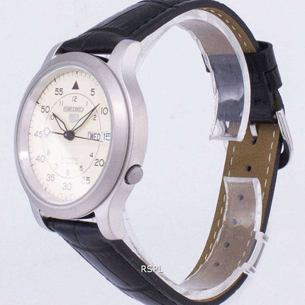 Orologio da uomo con cinturino in pelle nera automatica Seiko 5 Military SNK803K2-SS1