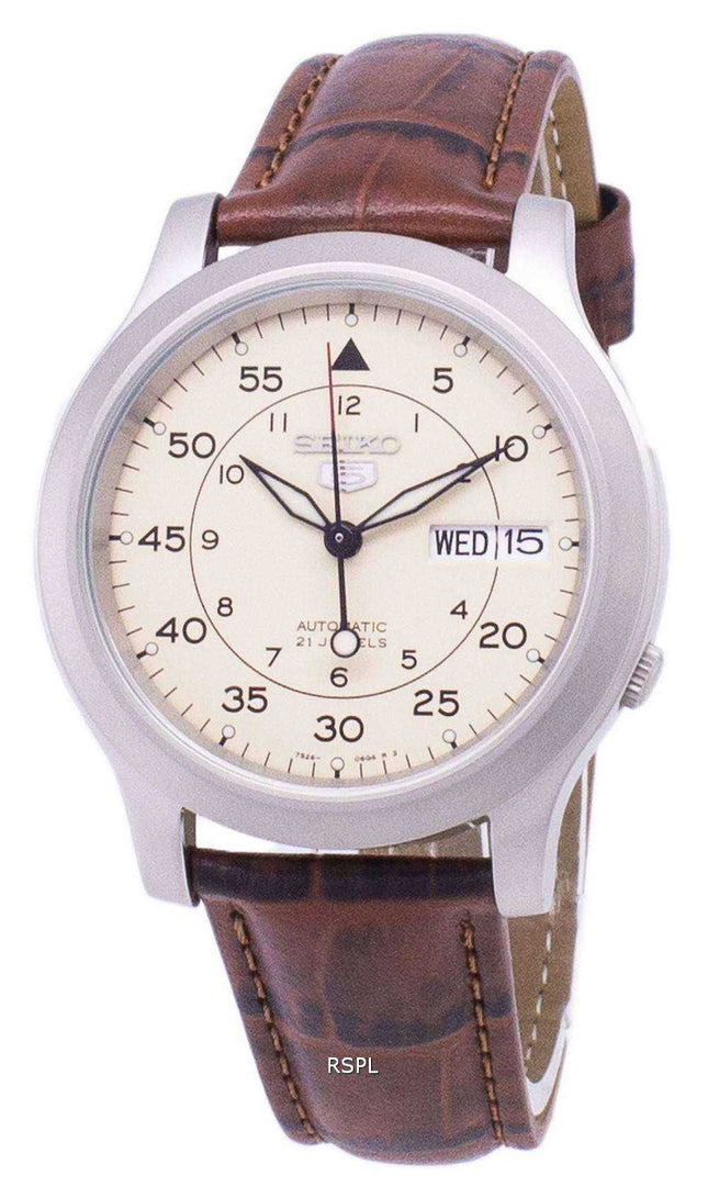 Orologio da uomo con cinturino in pelle marrone automatico Seiko 5 Military SNK803K2-SS2