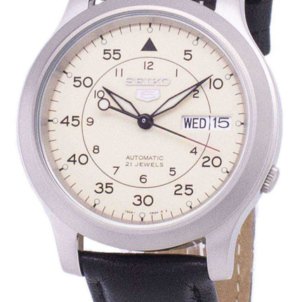 Orologio da uomo con cinturino in pelle nera automatica Seiko 5 Military SNK803K2-SS3