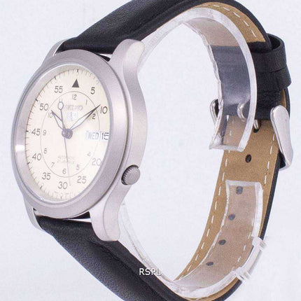 Orologio da uomo con cinturino in pelle nera automatica Seiko 5 Military SNK803K2-SS3