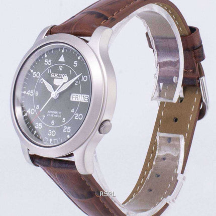 Orologio da uomo con cinturino in pelle marrone automatico Seiko 5 Military SNK805K2-SS2