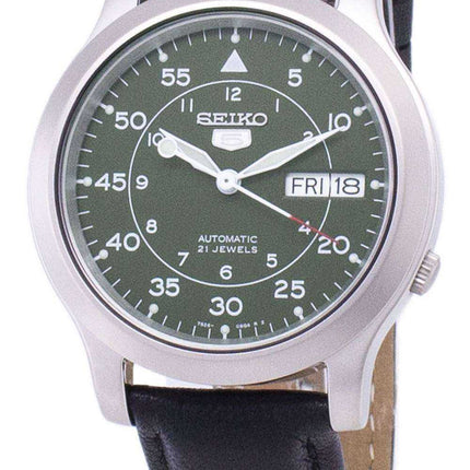 Orologio da uomo con cinturino in pelle nera automatica Seiko 5 Military SNK805K2-SS3