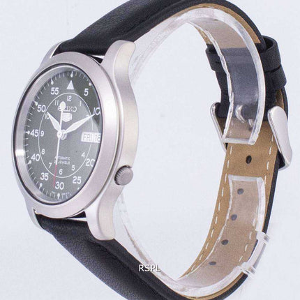 Orologio da uomo con cinturino in pelle nera automatica Seiko 5 Military SNK805K2-SS3