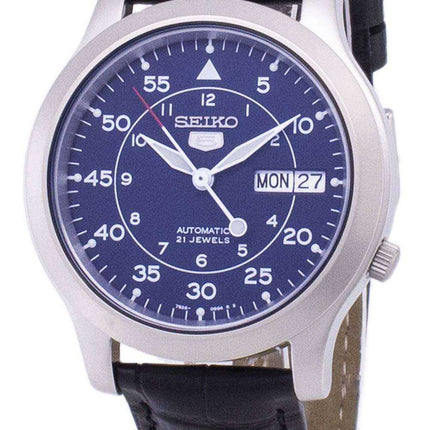 Orologio da uomo con cinturino in pelle nera automatica Seiko 5 Military SNK807K2-SS1