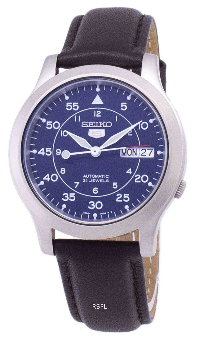 Orologio da uomo con cinturino in pelle marrone automatico Seiko 5 Military SNK807K2-SS4