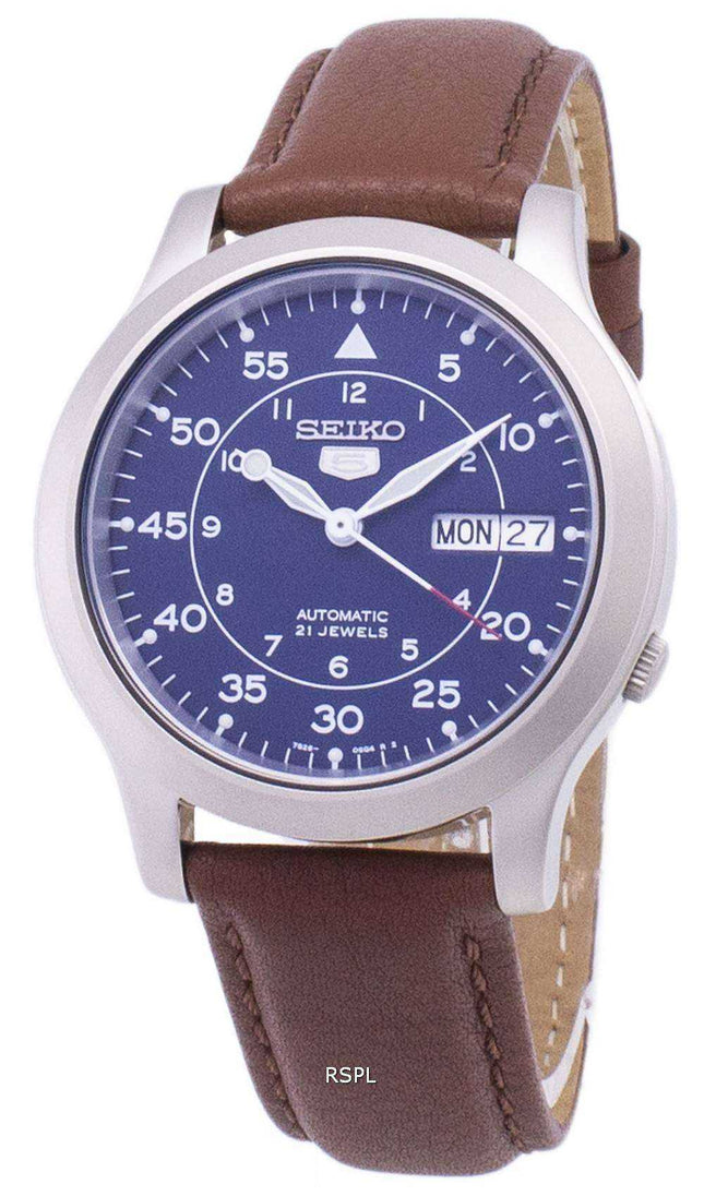 Orologio da uomo con cinturino in pelle marrone automatico Seiko 5 Military SNK807K2-SS5