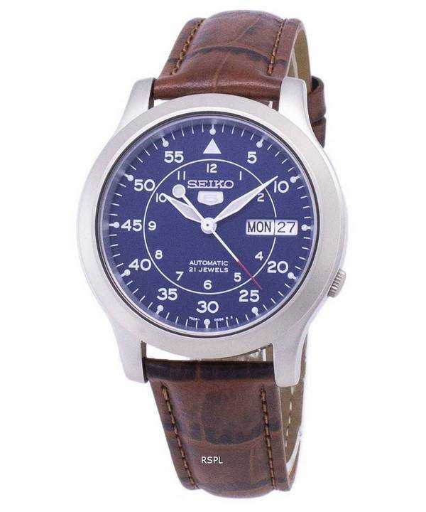 Orologio da uomo con cinturino in pelle marrone automatico Seiko 5 Military SNK807K2-SS2