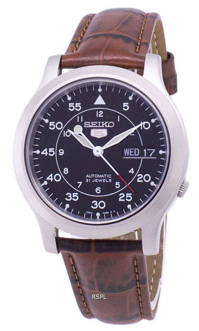 Orologio da uomo con cinturino in pelle marrone automatico Seiko 5 Military SNK809K2-SS2
