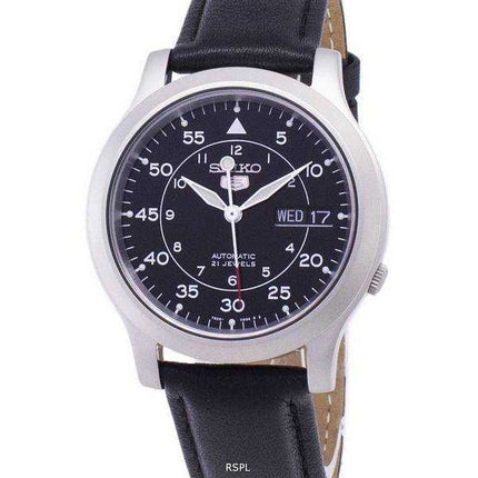Orologio da uomo con cinturino in pelle nera automatica Seiko 5 Military SNK809K2-SS3