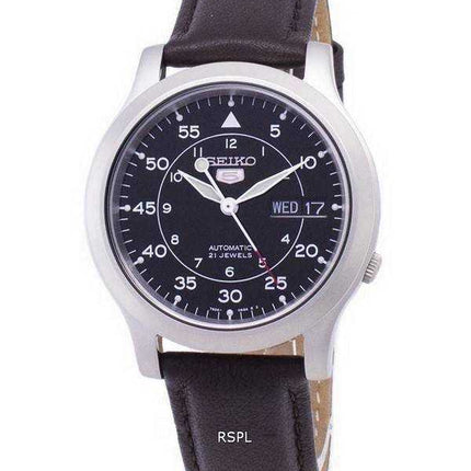 Orologio da uomo con cinturino in pelle marrone automatico Seiko 5 Military SNK809K2-SS4