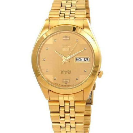 Orologio da uomo automatico Seiko 5 tono oro Jubilee con quadrante dorato 21 gioielli SNKC12J1