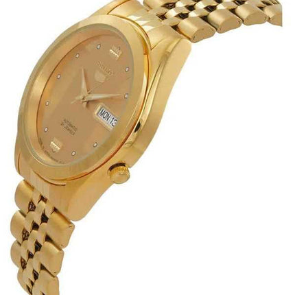 Orologio da uomo automatico Seiko 5 tono oro Jubilee con quadrante dorato 21 gioielli SNKC12J1