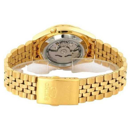 Orologio da uomo automatico Seiko 5 tono oro Jubilee con quadrante dorato 21 gioielli SNKC12J1