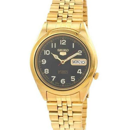 Orologio da uomo automatico Seiko 5 tono oro Jubilee con quadrante nero 21 gioielli SNKC20J1