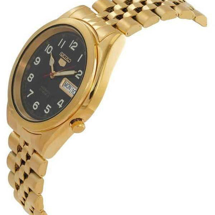 Orologio da uomo automatico Seiko 5 tono oro Jubilee con quadrante nero 21 gioielli SNKC20J1
