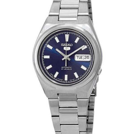 Orologio da uomo automatico Seiko 5 con data e giorno in acciaio inossidabile quadrante blu 21 gioielli SNKC51J1