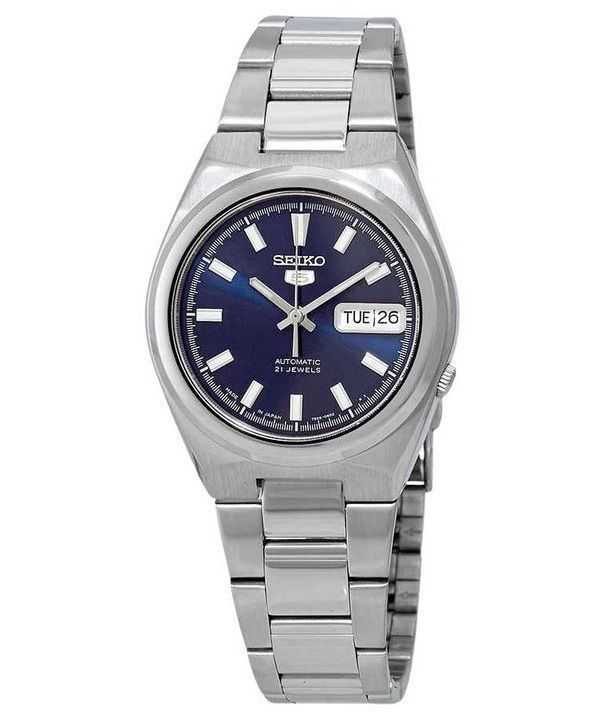 Orologio da uomo automatico Seiko 5 con data e giorno in acciaio inossidabile quadrante blu 21 gioielli SNKC51J1