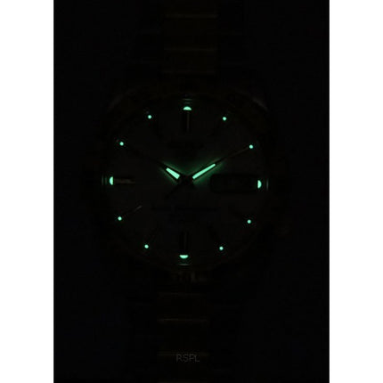 Orologio unisex automatico Seiko 5 bicolore in acciaio inossidabile con quadrante bianco 21 gioielli SNKE04J1