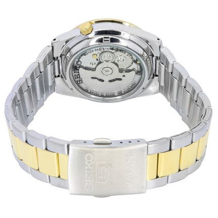 Orologio unisex automatico Seiko 5 bicolore in acciaio inossidabile con quadrante bianco 21 gioielli SNKE04J1