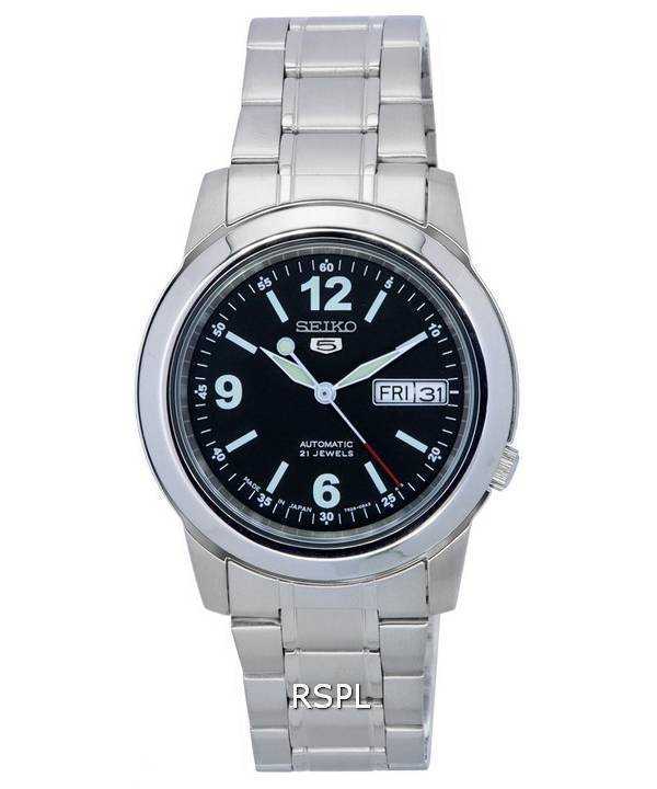 Orologio da uomo automatico SNKE63 SNKE63J1 SNKE63J con quadrante nero in acciaio inossidabile Seiko 5