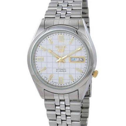 Orologio da uomo automatico Seiko 5 Jubilee con quadrante bianco 21 gioielli SNKF77J1
