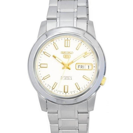 Orologio da uomo automatico Seiko 5 in acciaio inossidabile con quadrante bianco SNKK07 SNKK07J1 SNKK07J
