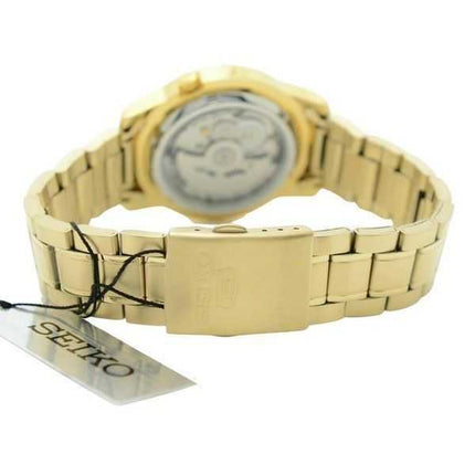 Orologio da uomo automatico Seiko 5 tono oro in acciaio inossidabile quadrante dorato 21 gioielli SNKK20K1