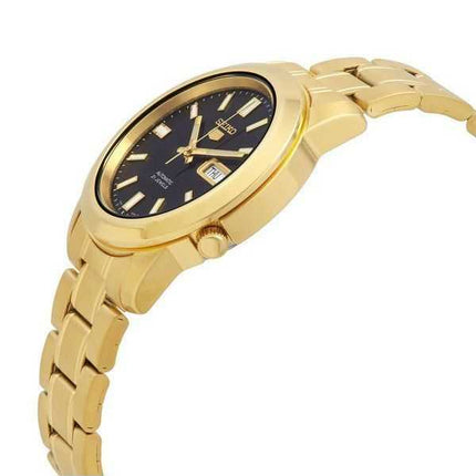 Orologio da uomo automatico Seiko 5 tono oro in acciaio inossidabile quadrante nero 21 gioielli SNKK22K1