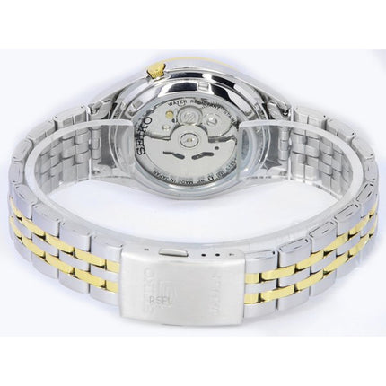 Orologio da uomo Seiko 5 bicolore in acciaio inossidabile bianco quadrante arabo automatico SNKL24 SNKL24J1 SNKL24J