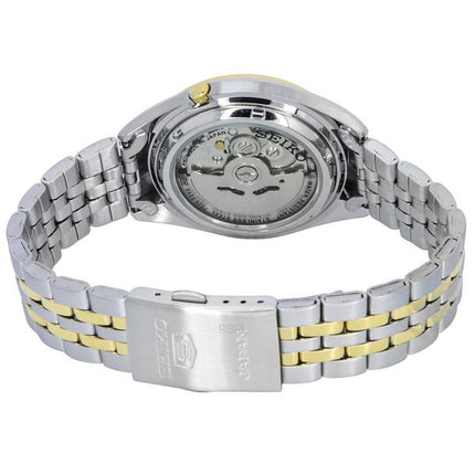 Orologio da uomo automatico Seiko 5 bicolore in acciaio inossidabile con quadrante argentato 21 gioielli SNKL36J1