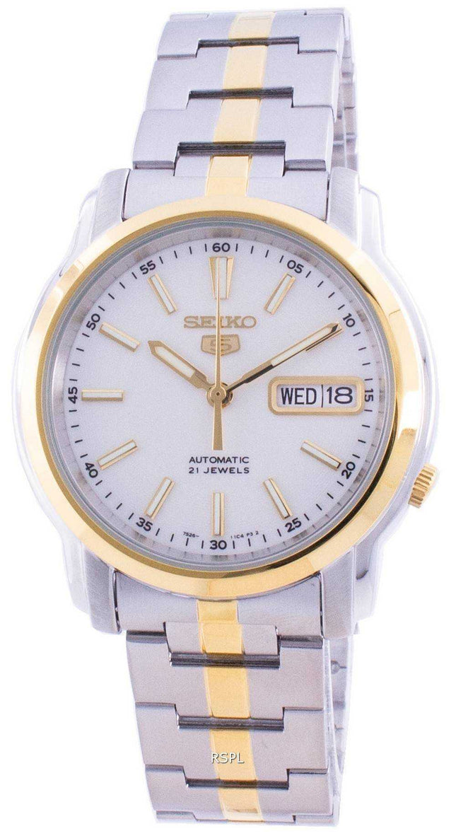 Orologio da uomo automatico Seiko 5 con quadrante bianco SNKL84 SNKL84K1 SNKL84K