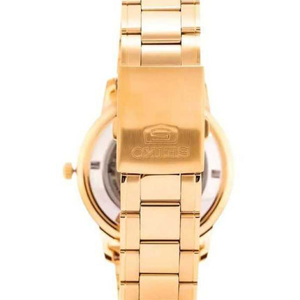 Orologio da uomo automatico Seiko 5 tono oro in acciaio inossidabile quadrante dorato 21 gioielli SNKN62K1