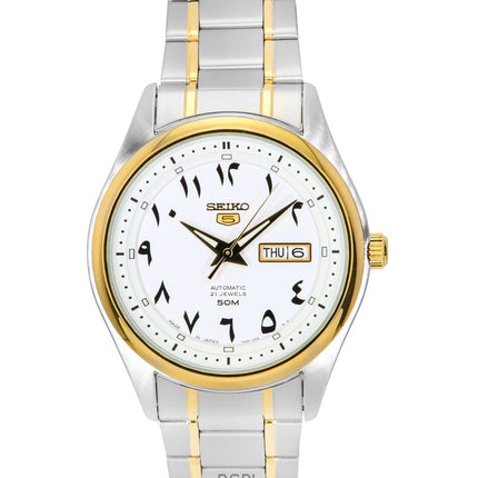Orologio da uomo Seiko 5 bicolore in acciaio inossidabile quadrante bianco automatico SNKL24 SNKL24J1 SNKL24J