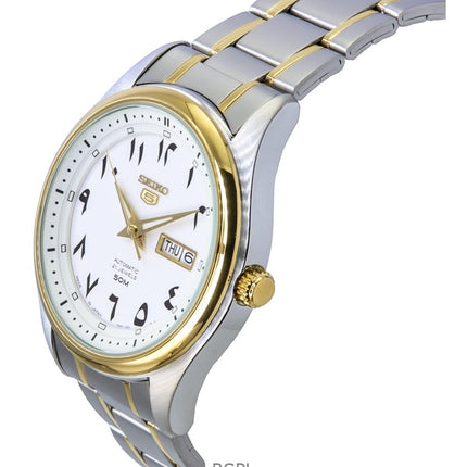 Orologio da uomo Seiko 5 bicolore in acciaio inossidabile quadrante bianco automatico SNKL24 SNKL24J1 SNKL24J