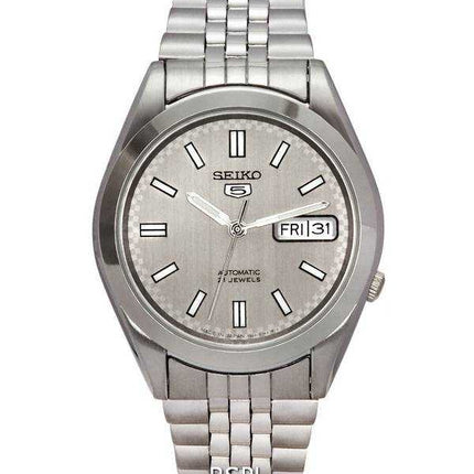 Orologio da uomo Seiko 5 in acciaio inossidabile con quadrante argentato automatico SNXB65 SNXB65J5 SNXB65J